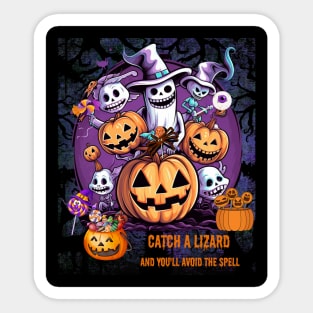 Catch a Lizard And You'll Avoid The Spell Cute Halloween Sticker